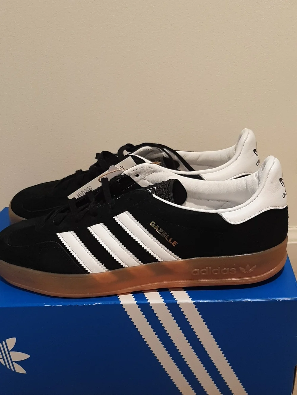 adidas Gazelle Indoor  Black White with Gum Sole NIB